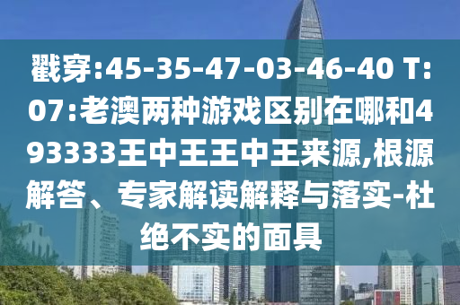 戳穿:45-35-47-03-46-40 T:07:老澳兩種游戲區(qū)別在哪和493333王中王王中王來(lái)源,根源解答、專(zhuān)家解讀解釋與落實(shí)-杜絕不實(shí)的面具