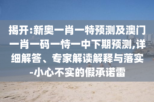 揭開(kāi):新奧一肖一特預(yù)測(cè)及澳門(mén)一肖一碼一恃一中下期預(yù)測(cè),詳細(xì)解答、專家解讀解釋與落實(shí)-小心不實(shí)的假承諾雷
