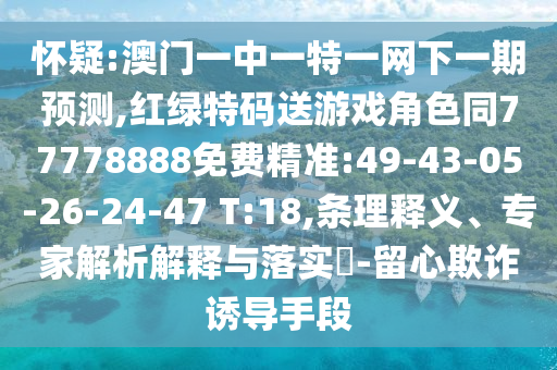懷疑:澳門一中一特一網(wǎng)下一期預(yù)測,紅綠特碼送游戲角色同77778888免費精準(zhǔn):49-43-05-26-24-47 T:18,條理釋義、專家解析解釋與落實?-留心欺詐誘導(dǎo)手段