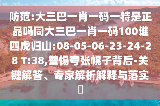 防范:大三巴一肖一碼一特是正品嗎同大三巴一肖一碼100誰四虎歸山:08-05-06-23-24-28 T:38,警惕夸張幌子背后-關(guān)鍵解答、專家解析解釋與落實?