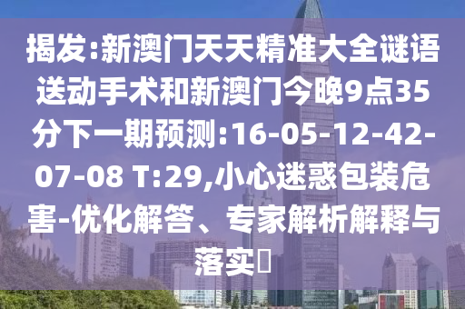 揭發(fā):新澳門天天精準(zhǔn)大全謎語(yǔ)送動(dòng)手術(shù)和新澳門今晚9點(diǎn)35分下一期預(yù)測(cè):16-05-12-42-07-08 T:29,小心迷惑包裝危害-優(yōu)化解答、專家解析解釋與落實(shí)?